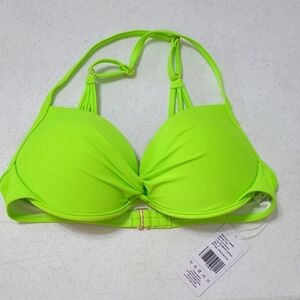 NWT Colloyes Neon Green Push-up Bikini Top size Small